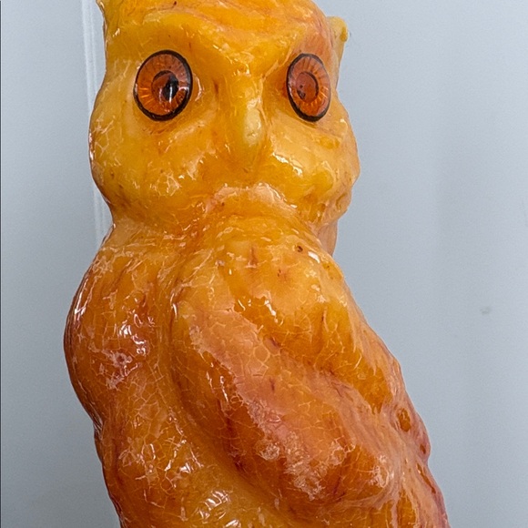 MCM 1970s Vintage Orange Owl Candle approx 8.6 inches tall - Picture 9 of 9